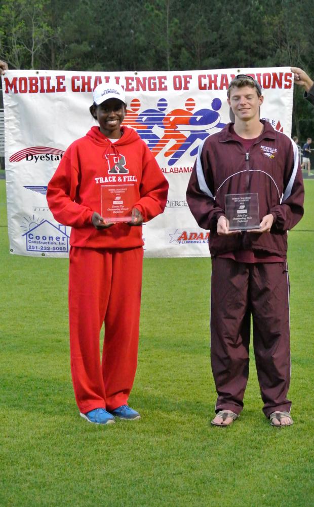 Candace Hill (left) and Nicolas Morken with their awards on Saturday. (Walter Pinion photo)