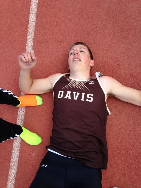 Trevor Leavitt of Davis UT after his 4x400 carry on Saturday. He split 46.6.