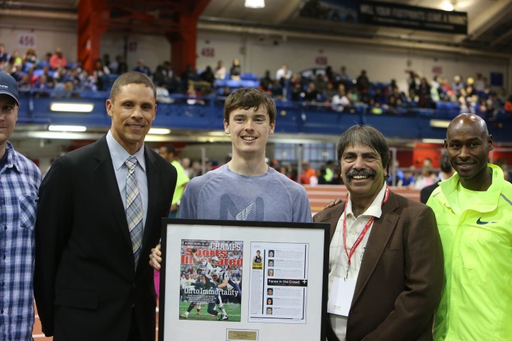 Mike poses for photos with Dan O'Brien (left), Bernard Lagat and Rolling Thunder coach Steve Cuomo
